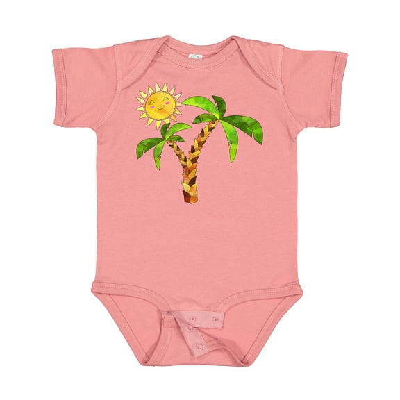Inktastic Palm Trees with Cute Smiling Sun Boys or Girls Baby Bodysuit