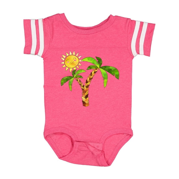 Inktastic Palm Trees with Cute Smiling Sun Boys or Girls Baby Bodysuit