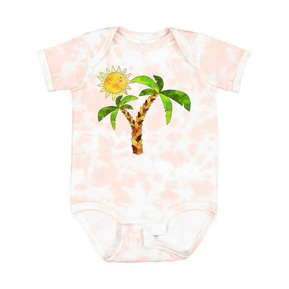 Inktastic Palm Trees with Cute Smiling Sun Boys or Girls Baby Bodysuit