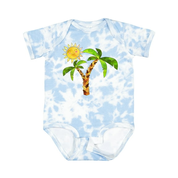 Inktastic Palm Trees with Cute Smiling Sun Boys or Girls Baby Bodysuit
