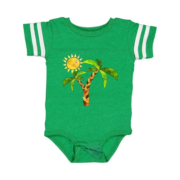 Inktastic Palm Trees with Cute Smiling Sun Boys or Girls Baby Bodysuit