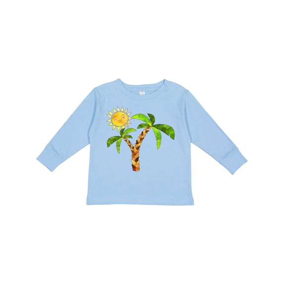 Inktastic Palm Trees with Cute Smiling Sun Boys or Girls Long Sleeve Toddler T-Shirt