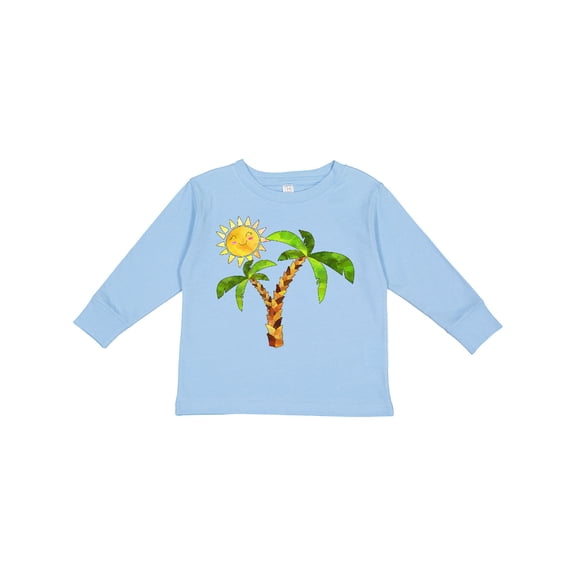 Inktastic Palm Trees with Cute Smiling Sun Boys or Girls Long Sleeve Toddler T-Shirt