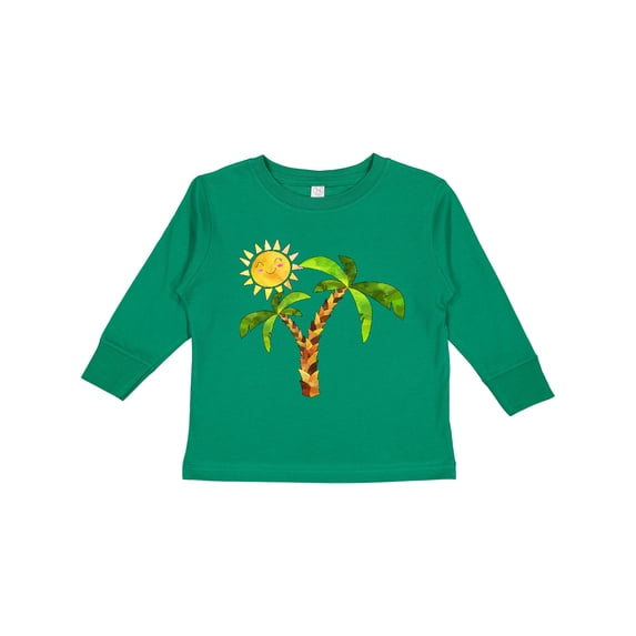 Inktastic Palm Trees with Cute Smiling Sun Boys or Girls Long Sleeve Toddler T-Shirt