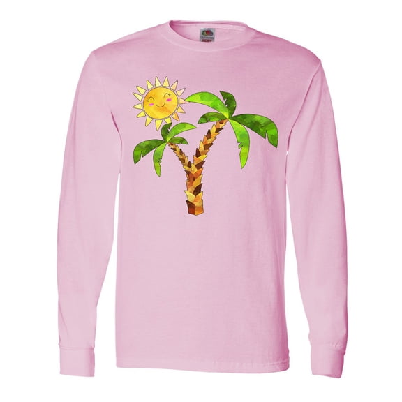 Inktastic Palm Trees with Cute Smiling Sun Long Sleeve T-Shirt