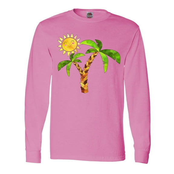 Inktastic Palm Trees with Cute Smiling Sun Long Sleeve T-Shirt
