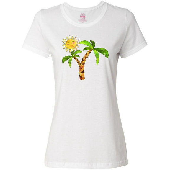 Inktastic Palm Trees with Cute Smiling Sun Women's T-Shirt