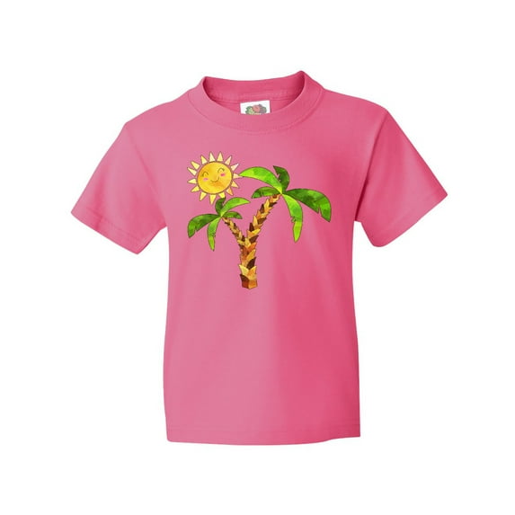 Inktastic Palm Trees with Cute Smiling Sun Youth T-Shirt