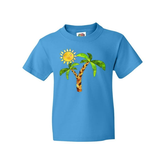 Inktastic Palm Trees with Cute Smiling Sun Youth T-Shirt