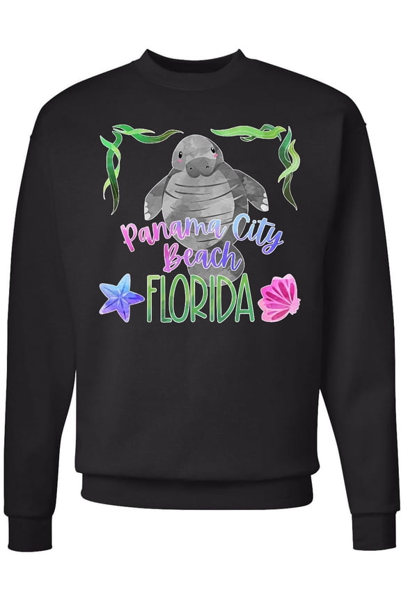 Panama City Beach Florida Cute Swimming Manatee Adult Sweatshirt