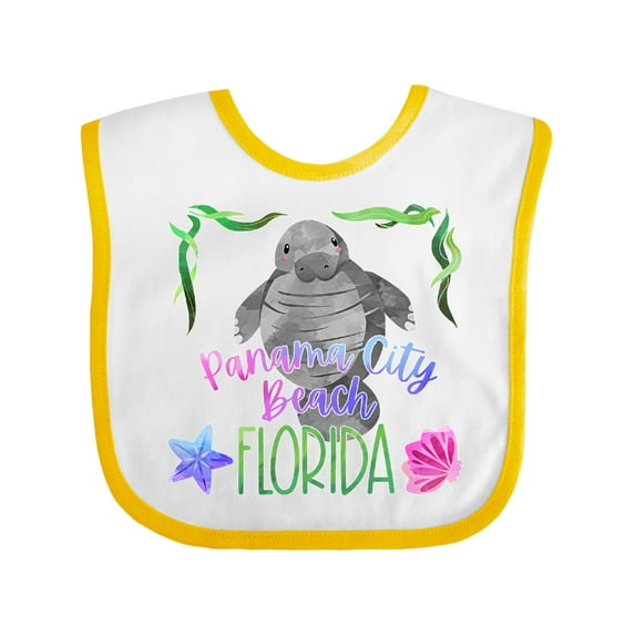 Inktastic Panama City Beach Florida Cute Swimming Manatee Boys or Girls Baby Bib
