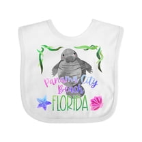 Inktastic Panama City Beach Florida Cute Swimming Manatee Boys or Girls Baby Bib