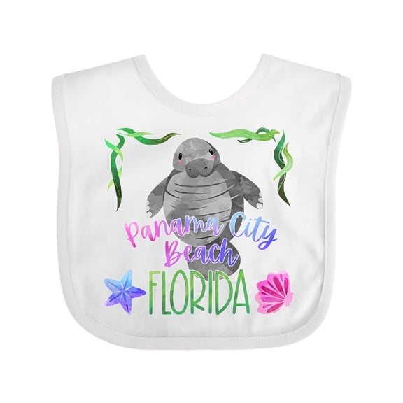 Inktastic Panama City Beach Florida Cute Swimming Manatee Boys or Girls Baby Bib