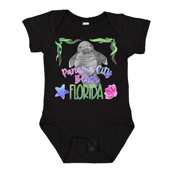 Inktastic Panama City Beach Florida Cute Swimming Manatee Boys or Girls Baby Bodysuit