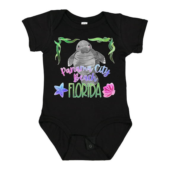 Inktastic Panama City Beach Florida Cute Swimming Manatee Boys or Girls Baby Bodysuit