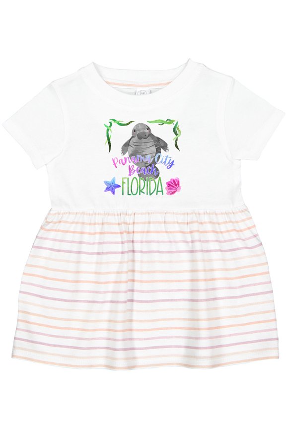 Panama City Beach Florida Cute Swimming Manatee Girls Baby Dress