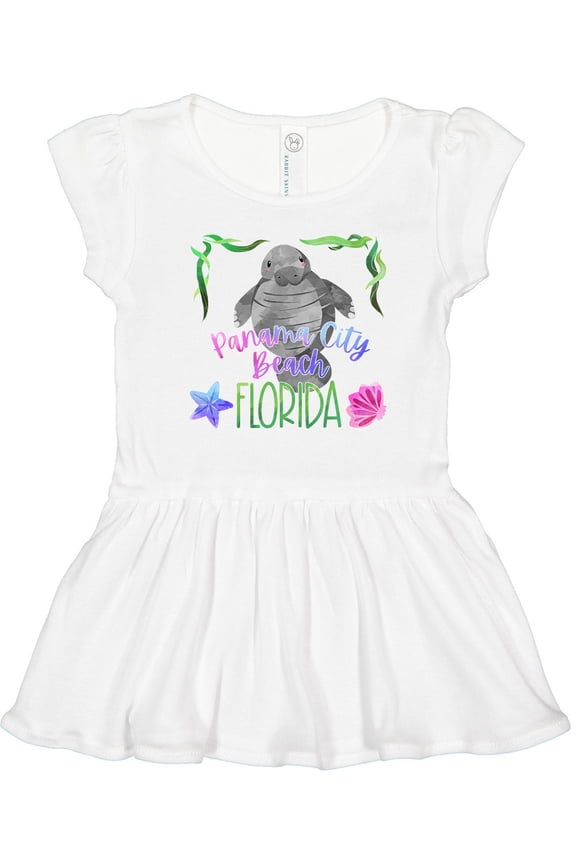 Panama City Beach Florida Cute Swimming Manatee Girls Toddler Dress
