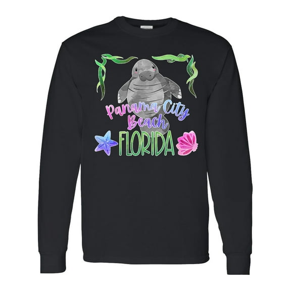 Inktastic Panama City Beach Florida Cute Swimming Manatee Long Sleeve T-Shirt