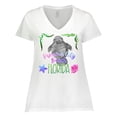thumbnail image 1 of Inktastic Panama City Beach Florida Cute Swimming Manatee Women's Plus Size V-Neck T-Shirt, 1 of 5