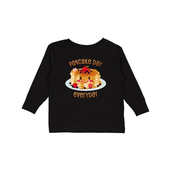 Inktastic Pancake Day Everyday- smiling stack of pancakes Boys or Girls Long Sleeve Toddler T-Shirt