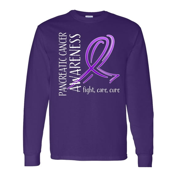 Inktastic Pancreatic Cancer Awareness Fight, Care, Cure Long Sleeve T-Shirt