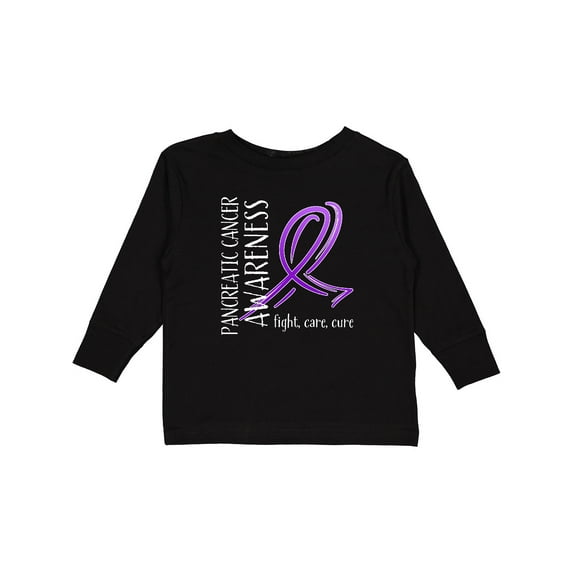 Inktastic Pancreatic Cancer Awareness- Fight, care, cure Boys or Girls Long Sleeve Toddler T-Shirt