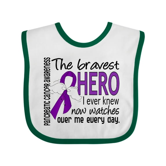 Inktastic Pancreatic Cancer Bravest Hero I Ever Knew 1 Boys or Girls Baby Bib