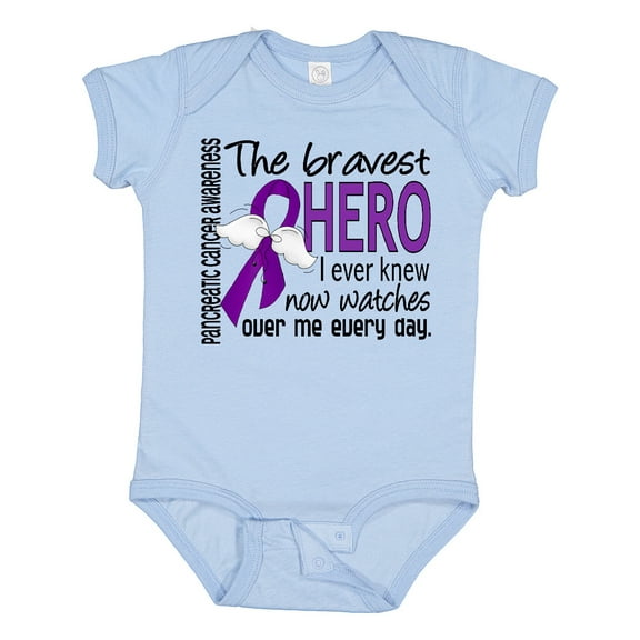 Inktastic Pancreatic Cancer Bravest Hero I Ever Knew 1 Boys or Girls Baby Bodysuit