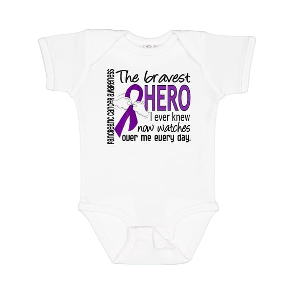 Inktastic Pancreatic Cancer Bravest Hero I Ever Knew 1 Boys or Girls Baby Bodysuit