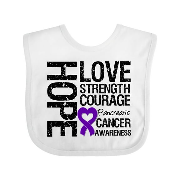 Inktastic Pancreatic Cancer Hope Love Strength Boys or Girls Baby Bib