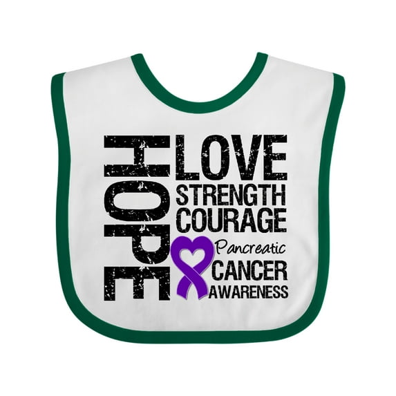 Inktastic Pancreatic Cancer Hope Love Strength Boys or Girls Baby Bib