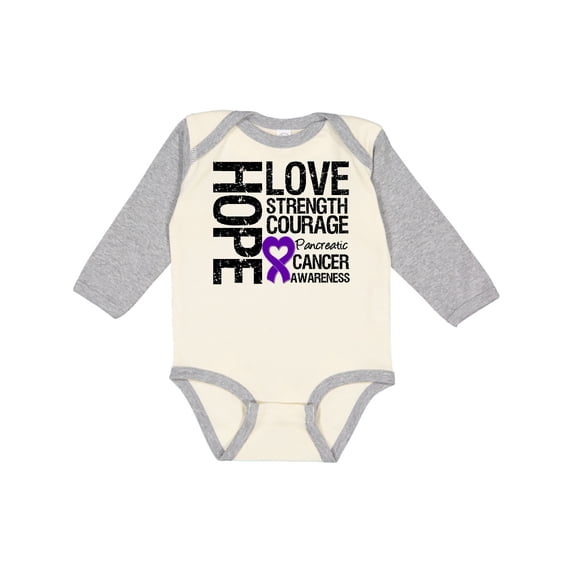 Inktastic Pancreatic Cancer Hope Love Strength Boys or Girls Long Sleeve Baby Bodysuit