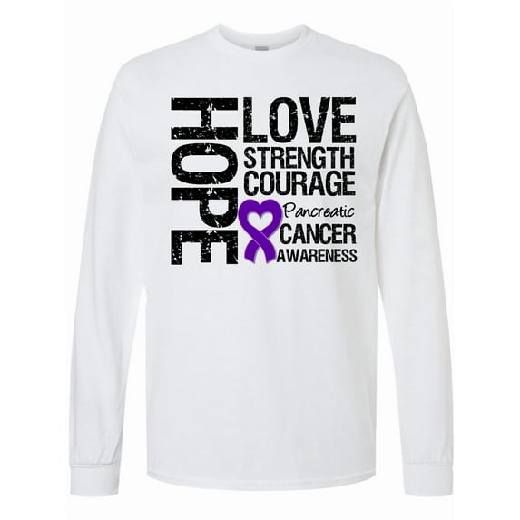 Inktastic Pancreatic Cancer Hope Love Strength Long Sleeve T-Shirt