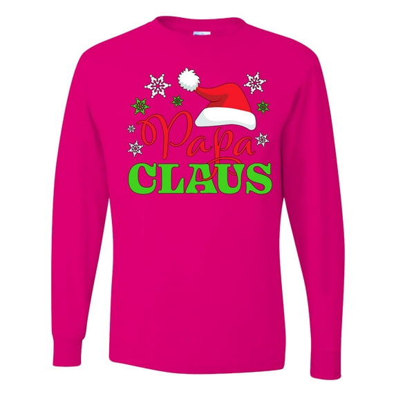 Inktastic Papa Claus with Christmas Santa Hat and Snowflakes Long Sleeve T-Shirt