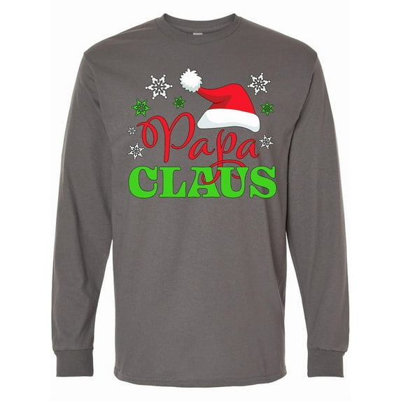 Inktastic Papa Claus with Christmas Santa Hat and Snowflakes Long Sleeve T-Shirt
