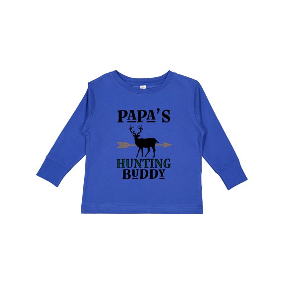 Inktastic Papa Hunting Buddy Bow Hunter Boys or Girls Long Sleeve Toddler T-Shirt