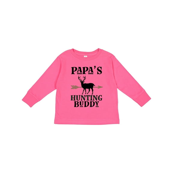 Inktastic Papa Hunting Buddy Bow Hunter Boys or Girls Long Sleeve Toddler T-Shirt