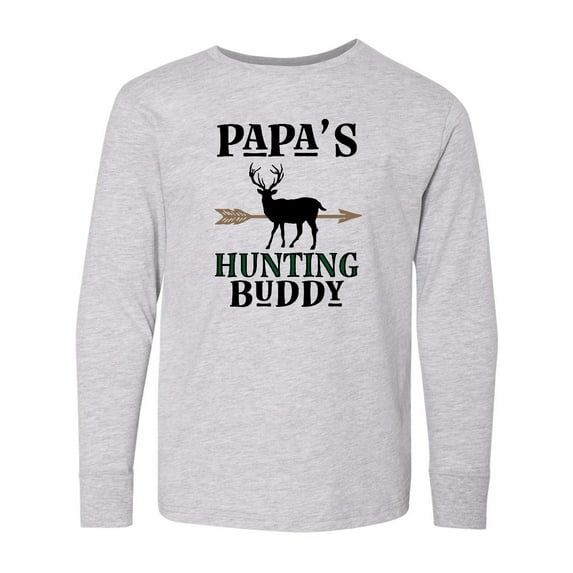 Inktastic Papa Hunting Buddy Bow Hunter Long Sleeve Youth T-Shirt