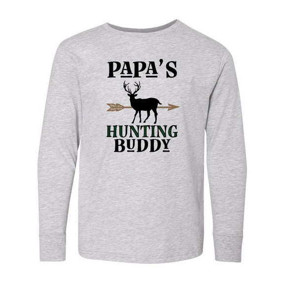 Inktastic Papa Hunting Buddy Bow Hunter Long Sleeve Youth T-Shirt