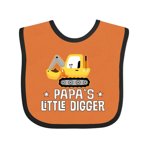 Inktastic Papa Little Digger Construction Truck Boys Baby Bib