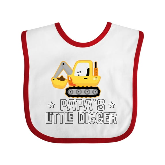 Inktastic Papa Little Digger Construction Truck Boys Baby Bib