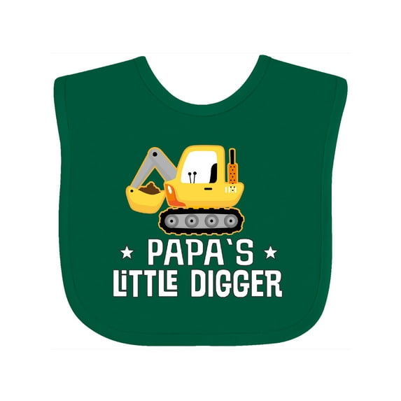 Inktastic Papa Little Digger Construction Truck Boys Baby Bib