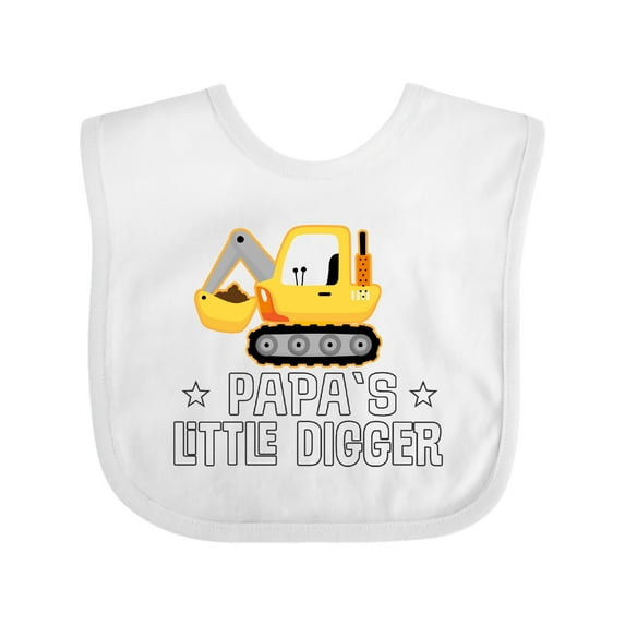 Inktastic Papa Little Digger Construction Truck Boys Baby Bib