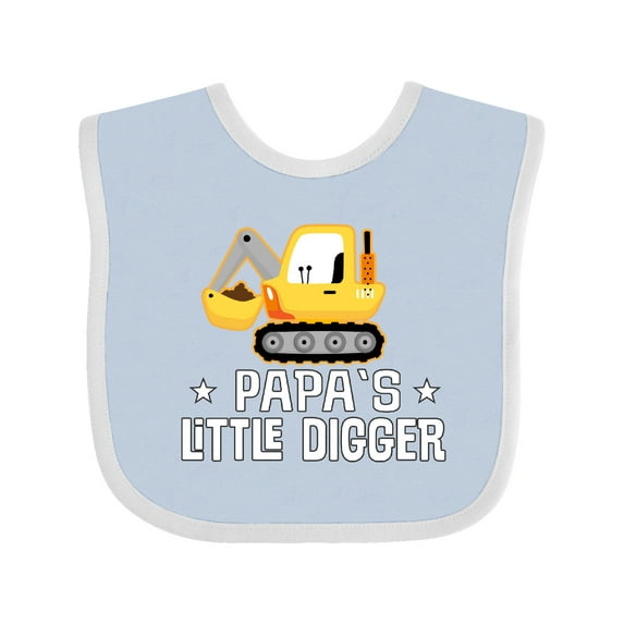 Inktastic Papa Little Digger Construction Truck Boys Baby Bib