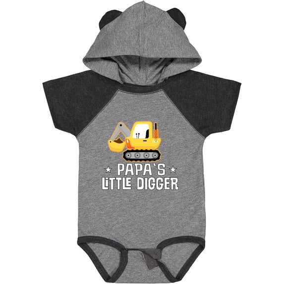 Inktastic Papa Little Digger Construction Truck Boys Baby Bodysuit