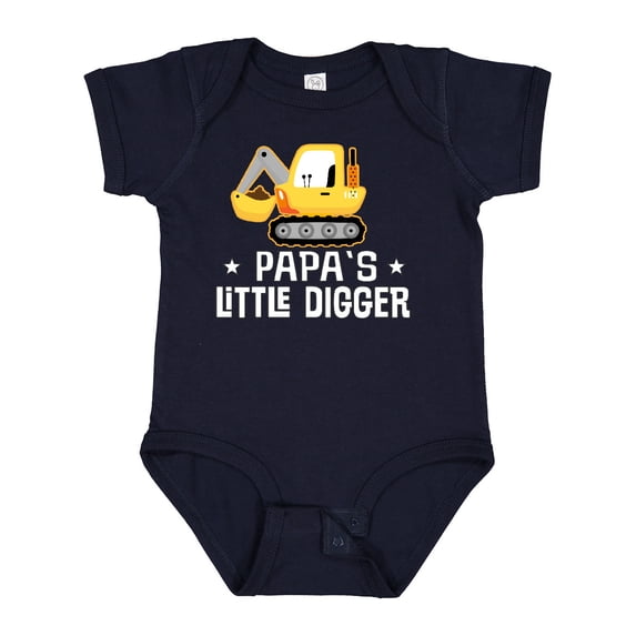 Inktastic Papa Little Digger Construction Truck Boys Baby Bodysuit