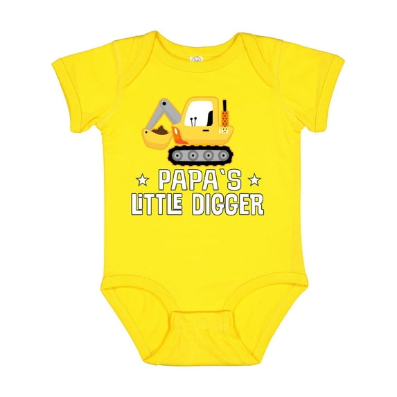 Inktastic Papa Little Digger Construction Truck Boys Baby Bodysuit