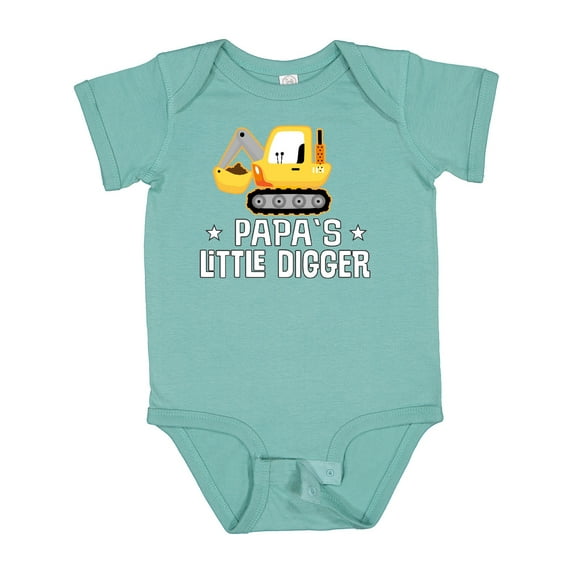 Inktastic Papa Little Digger Construction Truck Boys Baby Bodysuit