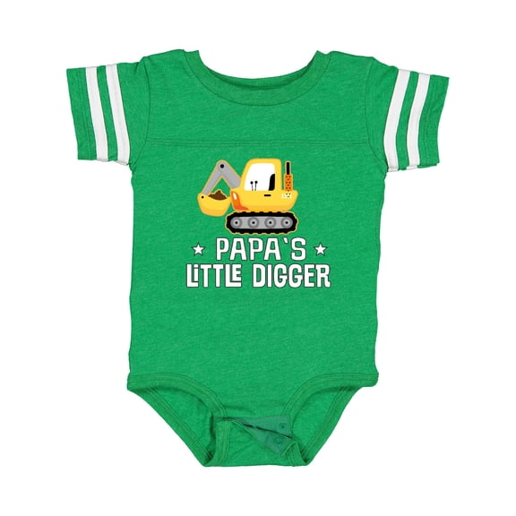 Inktastic Papa Little Digger Construction Truck Boys Baby Bodysuit