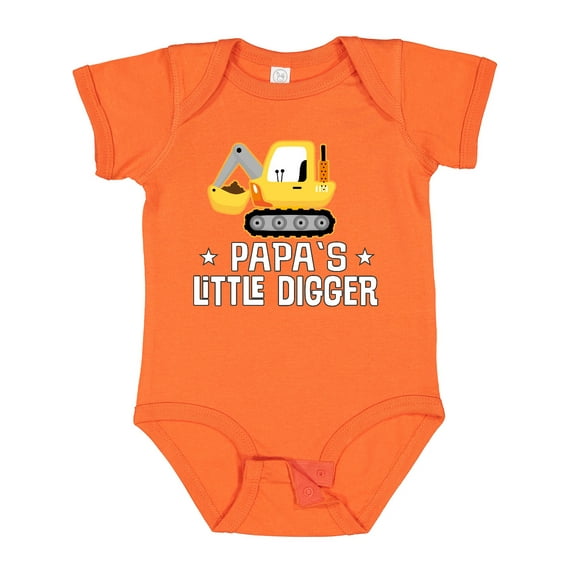 Inktastic Papa Little Digger Construction Truck Boys Baby Bodysuit